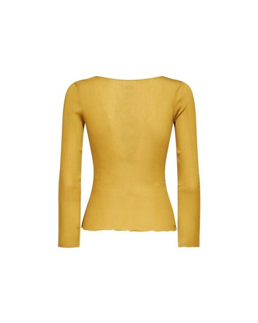 Saint Laurent Yellow V-Neck Knitwear