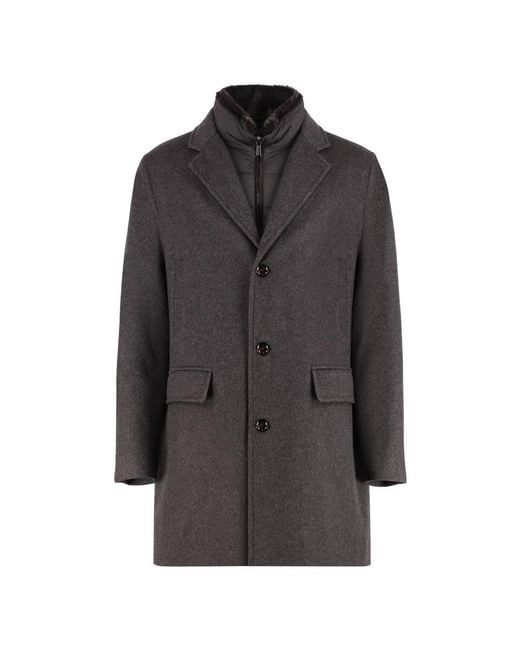 Moorer Gray Single-Breasted Coats for men