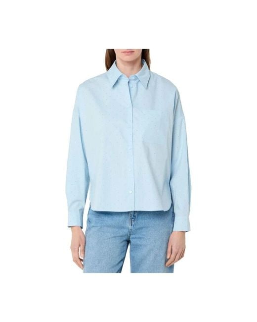 Pennyblack Blue Baumwollhemd Mit Mikro-Strasssteinen