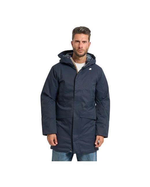 K-Way Single-Breasted Coats in het Blue voor heren