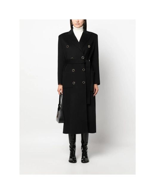 Elisabetta Franchi Black Double-Breasted Coats