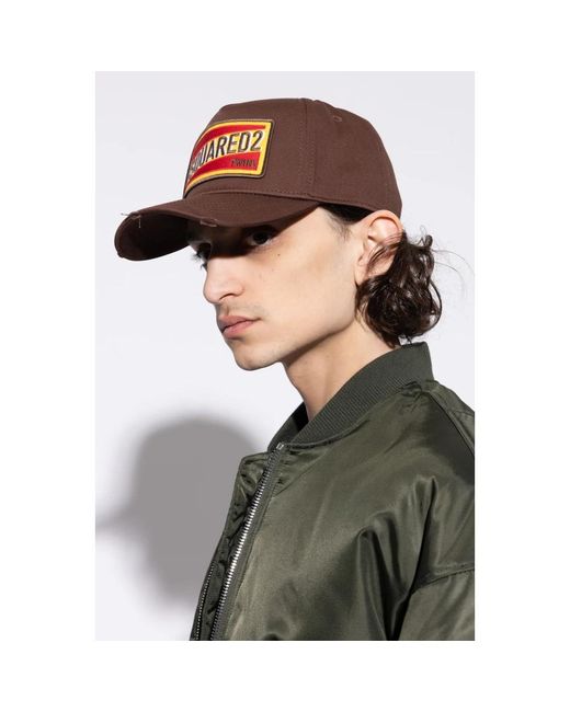 DSquared² Accessoires ,Bruin ,Katoen Logo Patch Baseball Cap in het Red voor heren