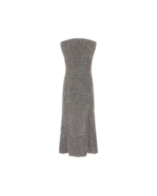 Jil Sander Midi Jurk Met V-Hals En Zonder Mouwen in het Gray