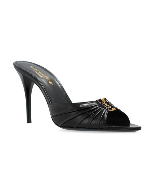 Saint Laurent Heeled Mules in het Black