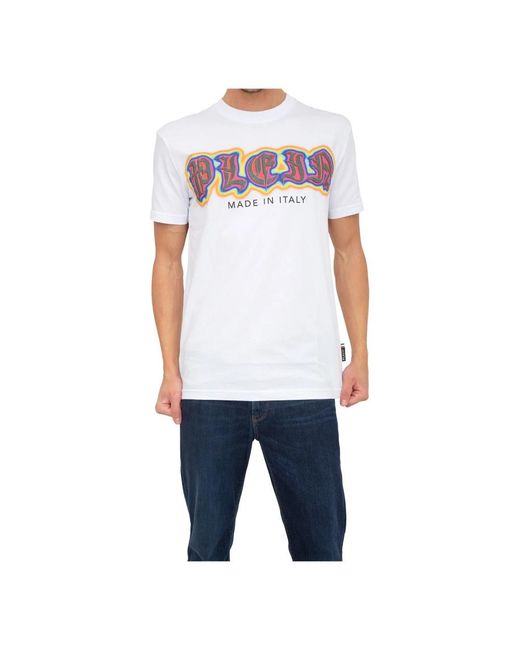 Philipp Plein Tops ,Wit ,Katoen Klassiek T-Shirt in het Blue voor heren