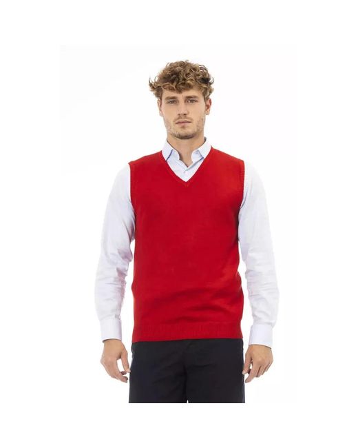 Alpha Studio Red Sleeveless Knitwear for men