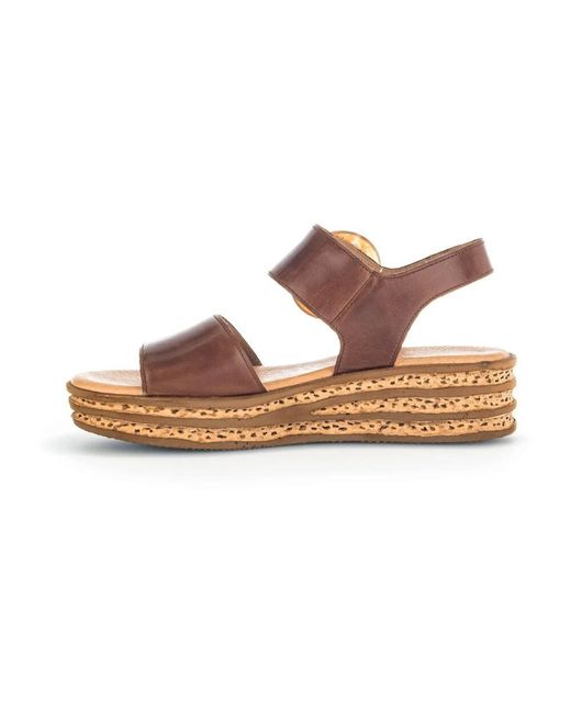 Gabor Brown Cognac-Glattledersandalen