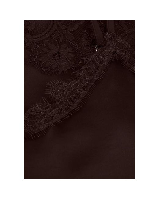 Object Tops ,Bruin ,Polyester Objnaline Reg Slip Lace Top in het Brown