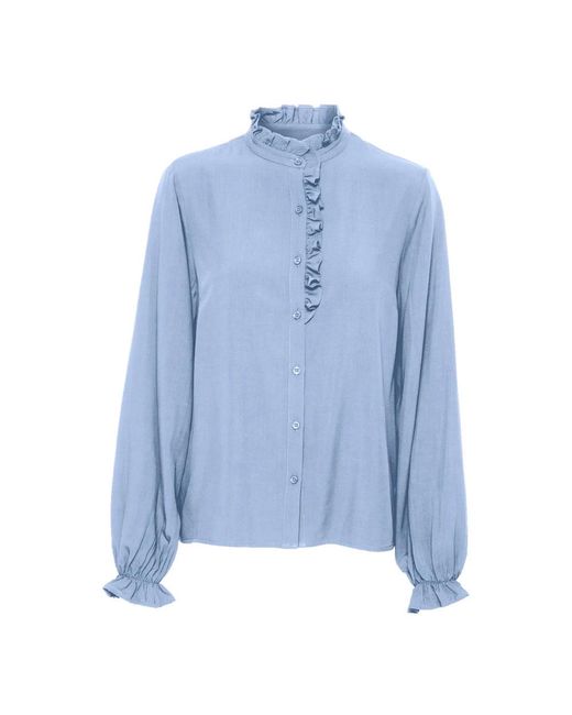 Cream Overhemden ,Blauw ,Regen Gewassen Shirt Met Pofmouwen in het Blue