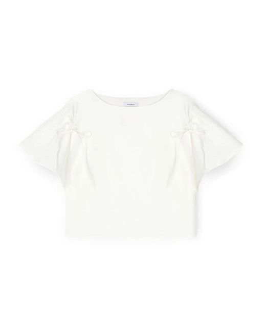 mötivi Overhemden ,Wit ,Katoen Blouse Met Trekkoordmouwen in het White
