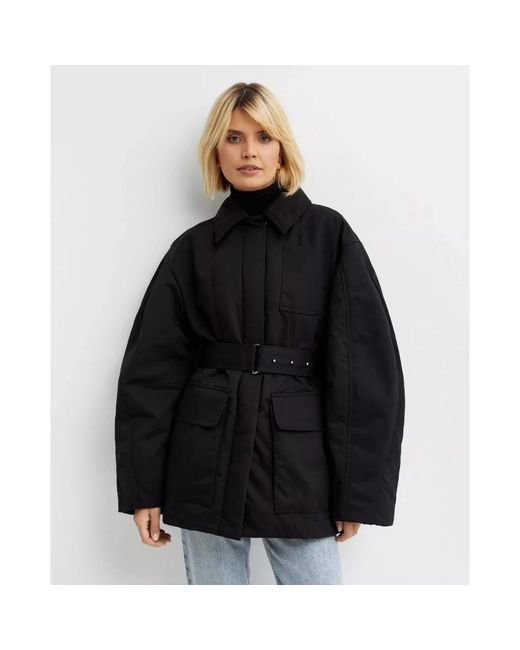 Jacquemus Jassen ,Zwart ,Katoen Zwarte Oversized Jas Le Blouson Bari in het Black