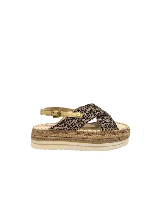 Borbonese Natural Braided Platform Sandalen