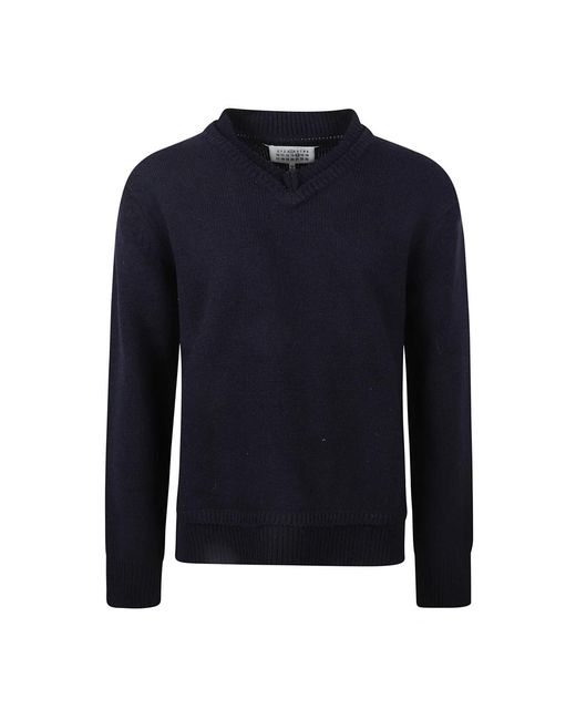 V-Neck Knitwear di Maison Margiela in Blue da Uomo