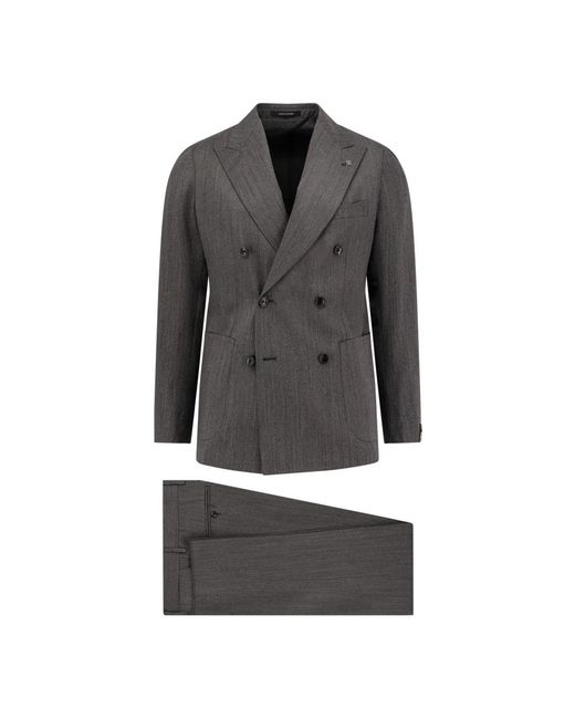 Tagliatore Gray Double Breasted Suits for men