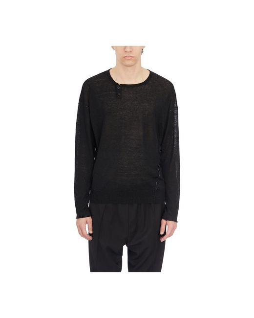 Isabel Benenato Black Round-Neck Knitwear for men