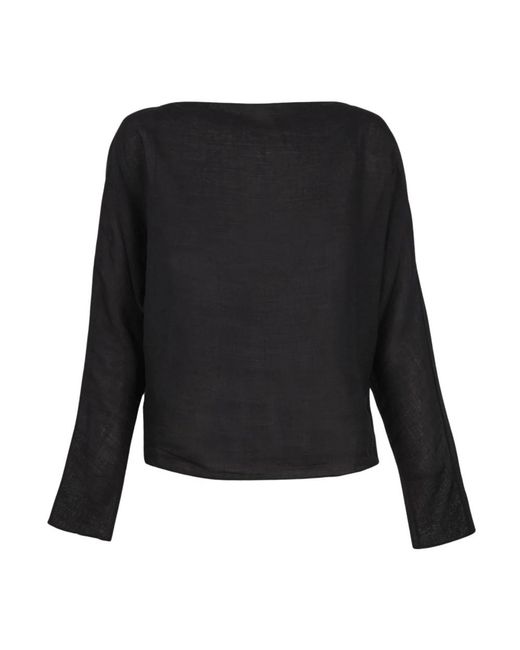 Cortana Ramie Boot-Neck Top in het Black