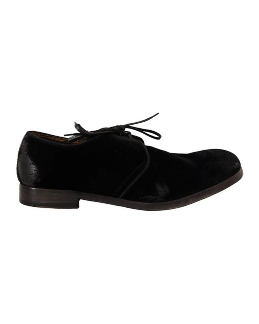 Dolce & Gabbana Schwarzer Samt Schnürschuhe im Alter von Stil Derby-Schuhe in Black für Herren