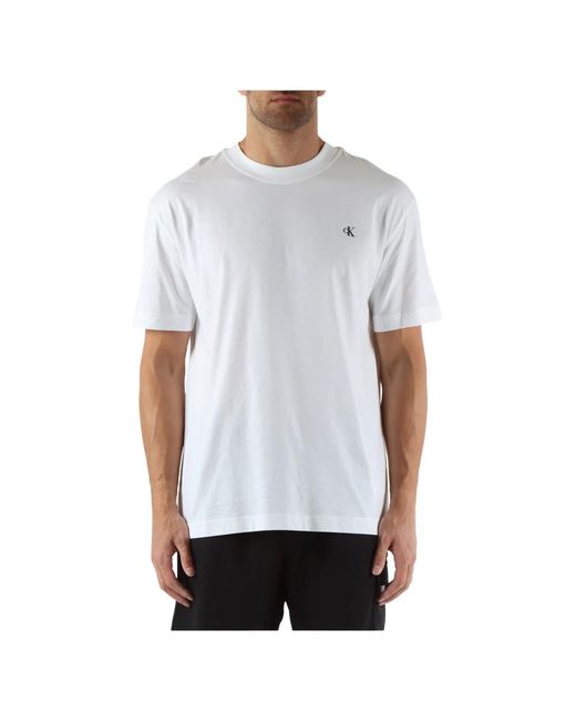 Calvin Klein T-shirt aus baumwolle mit geprägtem logo in White für Herren