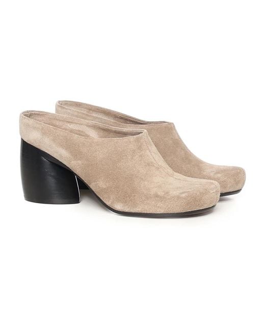 Loewe White Heeled Mules