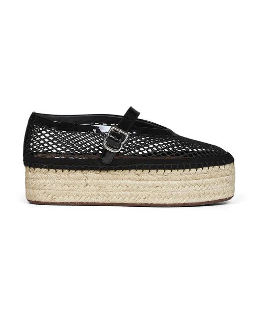 Alaïa Black Espadrilles Aus Netzstoff Und Lackleder