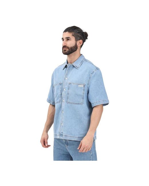 Calvin Klein Denim Kurzarmhemd Lässiger Stil in Blue für Herren