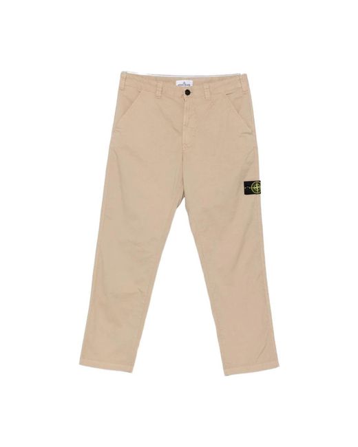 Stone Island Natural Logo Cotton Cargo Trousers for men