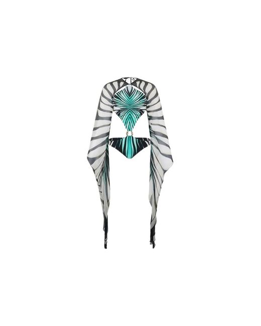 Roberto Cavalli Zeeprint V-Hals Badpak in het Multicolor