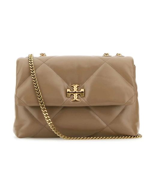 Tory Burch Natural Luxuriöse taupe oak schultertasche