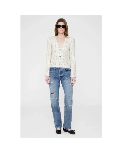 Anine Bing White Tweed Jackets