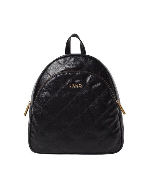 Liu Jo Black Schwarzer Gesteppter Leder Rucksack