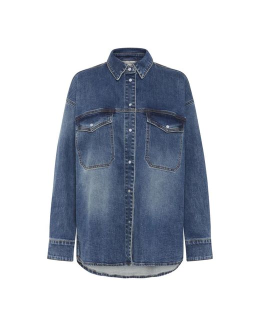Gestuz Vintage Denim Shirt Met Zakken in het Blue