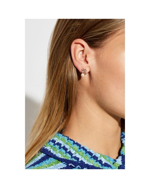 Tory Burch Metallic Moondance Logo Und Perlen-Stecker