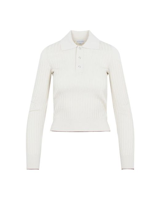 Ribbed cotton polo shirt di Bottega Veneta in White