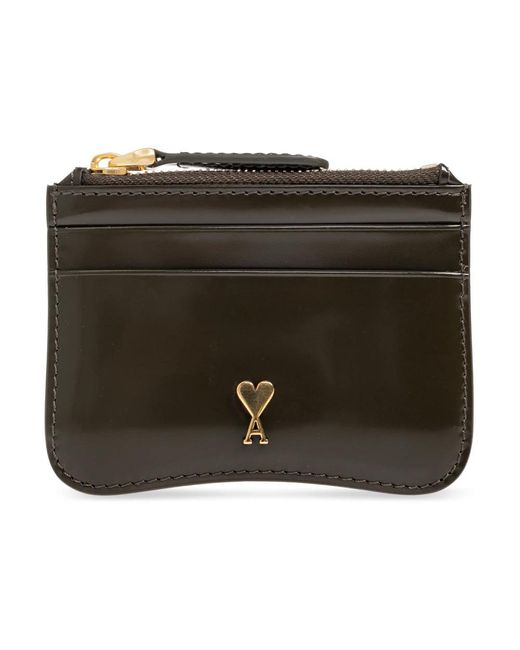 AMI Accessoires ,Groen ,Katoen Paris Paris Zipped Card Holder in het Green