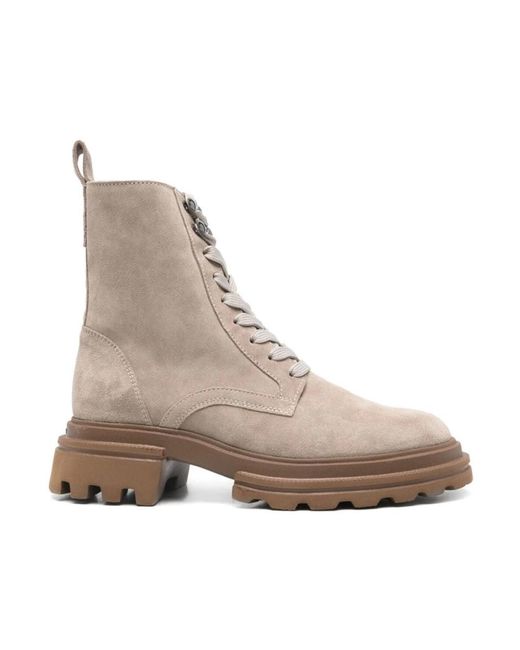 Hogan Gray Lace-Up Boots