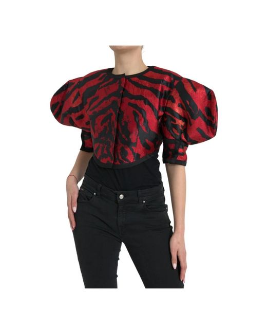 Blazer giacca con stampa animalier di Dolce & Gabbana in Red