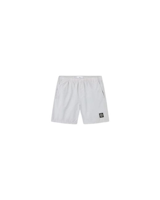 Stone Island White Casual Shorts for men