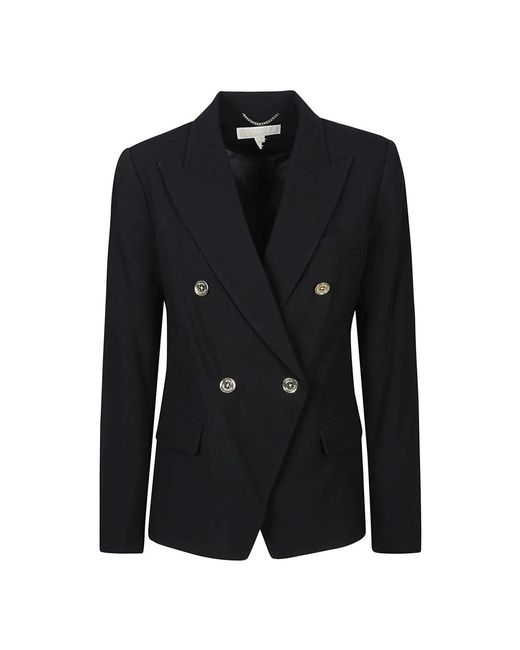 Michael Kors Jassen ,Zwart ,Zwarte Dubbel Breasted Revers Blazer in het Black