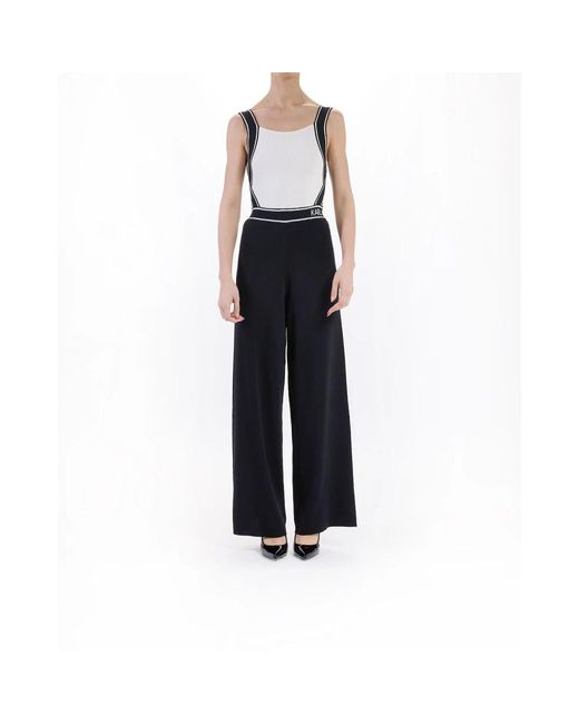 Karl Lagerfeld Jumpsuits & Playsuits ,Zwart ,Gebreide Logo Jumpsuit in het Black