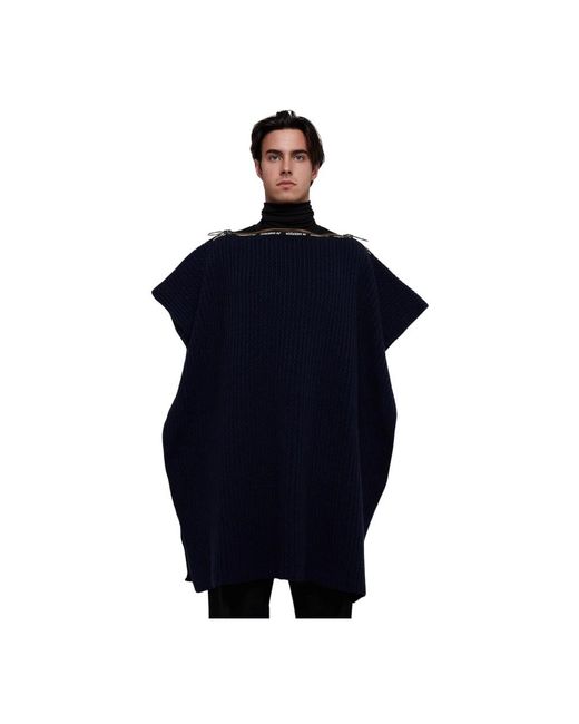 A.P.C. Jassen ,Blauw ,Wol Wollen Poncho in het Blue voor heren