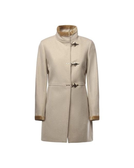 Fay Jassen ,Wit ,Wol Single-Breasted Coats in het Natural
