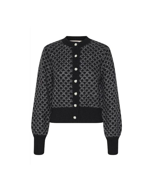 Karen By Simonsen Truien & Vesten ,Zwart ,Meteoriet Cardigan Met Ribdetails in het Black