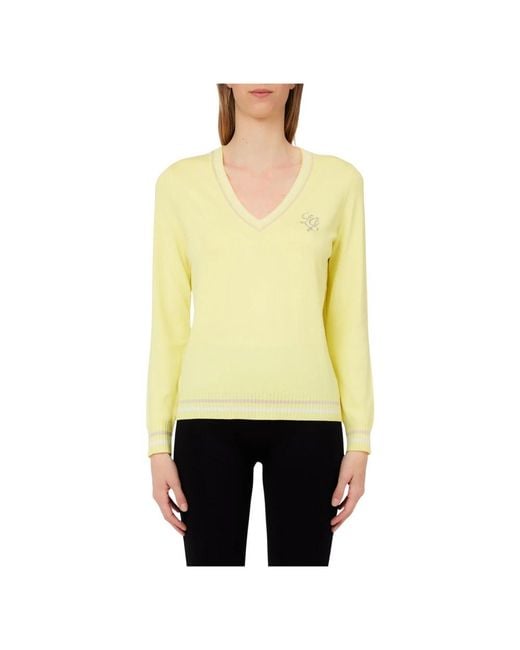 Liu Jo Yellow V-Neck Knitwear
