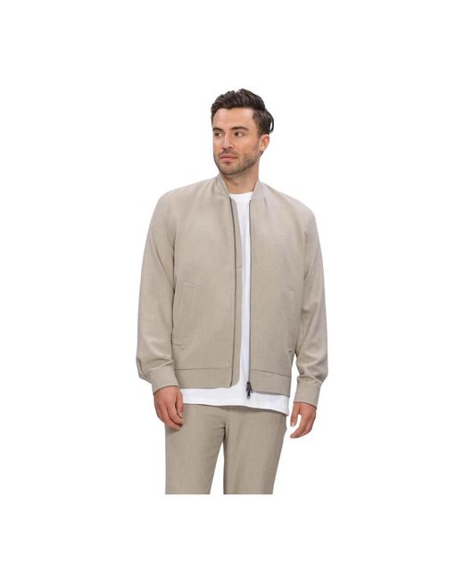 Les Deux Jassen ,Polyester Como Reg Bomber Jacket in het Gray voor heren