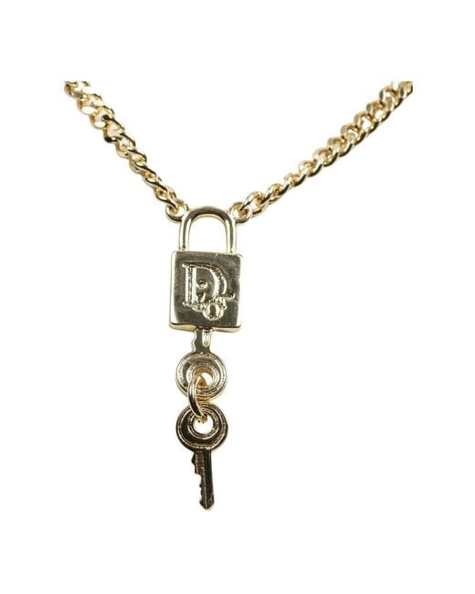 Collier avec cadenas et clé à logo Dior en coloris Yellow