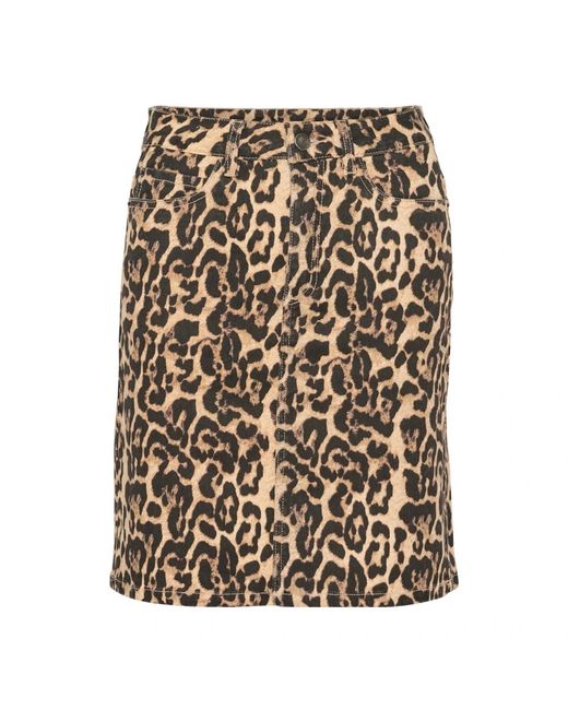 Kaffe Rokken ,Veelkleurig ,Denim Luipaardprint Denim Rok in het Natural