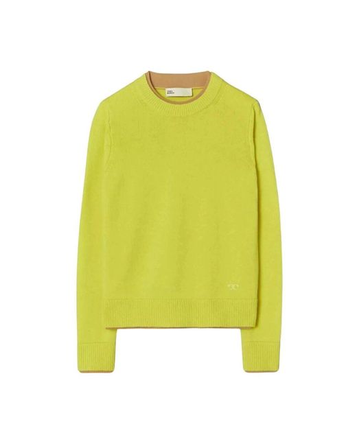 Tory Burch Yellow Grüner kaschmir pullover rundhals