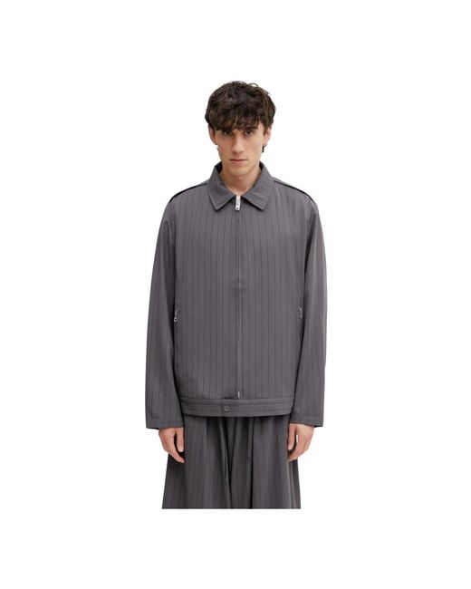 Y-3 Pinstripe Overshirt in het Gray voor heren