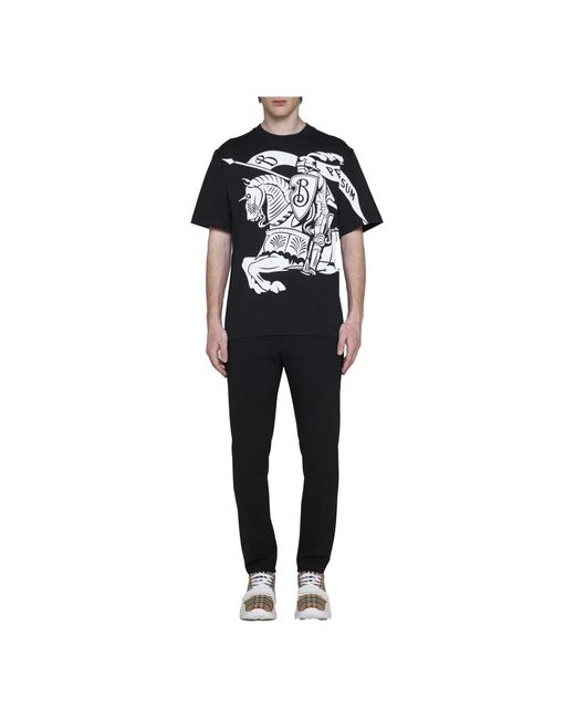 Burberry Tops ,Zwart ,Katoen Equestrian Knight Cotton T-Shirt in het Black voor heren