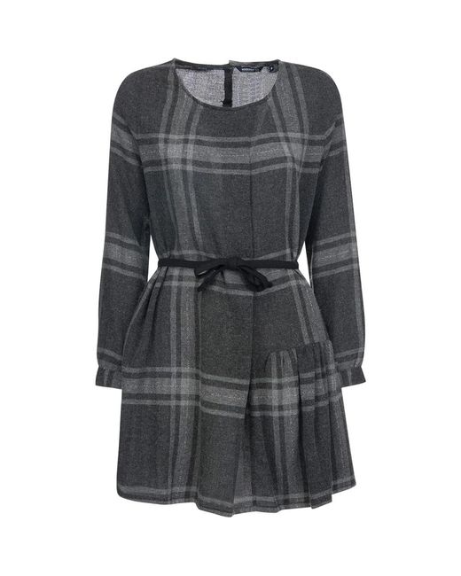 Woolrich Black Graues Gaze-Kleid Mit U-Ausschnitt